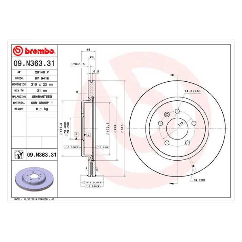 Remschijf Achteras Brembo Premium